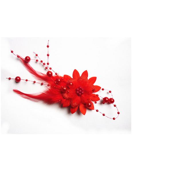 Bridal Jewelry Set red feather headdress first flowers retro Earrings