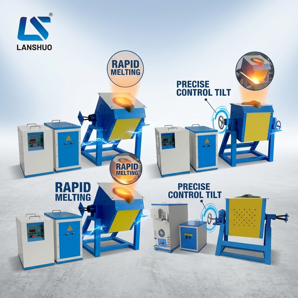 Silver Scrap Recovery Melting Induction Furnace LSZ-45 45kw 50kg Silver Gold Copper IGBT Machine