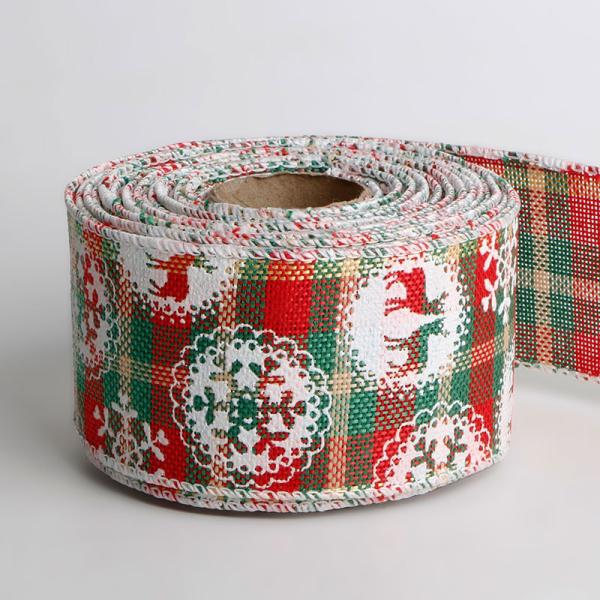 Шнурка с напечатанным рождественским логотипом для упаковки Ширина 63 мм Шнурка из ткани
