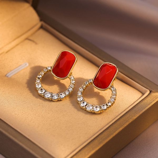 Shining Black Stone Autumn and Winter Popular Fashion 925 Silver Needle Elegant Earrings