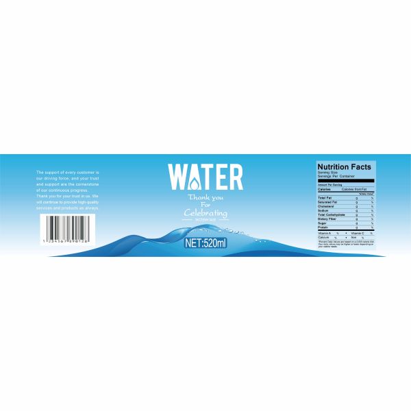 Custom Logo Printing Mineral Self-adhesive Sticker Waterproof Spring Juice Water Drinks Bottle Pvc Packaging Label Sticker Roll