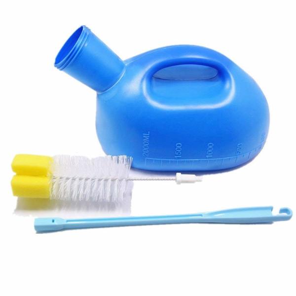 Portable male urinal with lid, Men's urinal,Re-Useable male urine bottle,disposable medical urinal 2000ml,Blue,
