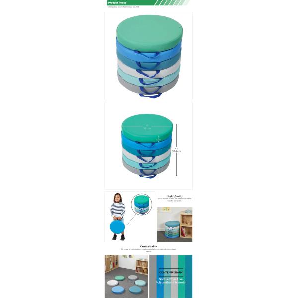 Waterproof Round Floor Cushions with Handles High Density Polyurethane Construction