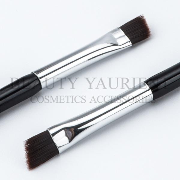 Black PBT Synthetic Hair Small Angled Eyeliner Brush Aluminum Ferrule