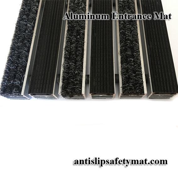 Aluminum Alloy Outdoor Entrance Floor Mats 20mm Depth Carpet Rubber Insert