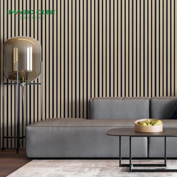 Houses Easy Cleaning Wooden Acoustic Wall Panels 3m With Black Pet Panel