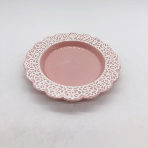 Pink Lace Dress Ceramic Bathroom Set / Soap Lotion Dispenser Set Dish Brush Holder