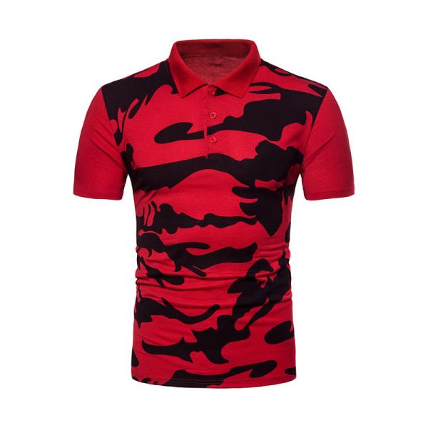 Camo Print Patchwork Lapel OEM T Shirts 270gsm Spring Summer Polo Outfit Men