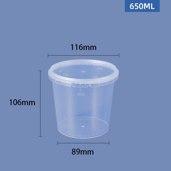 Прозрачные круглые пластиковые ведра для хранения пищевых продуктов вместимостью 280 мл/450 мл/650 мл