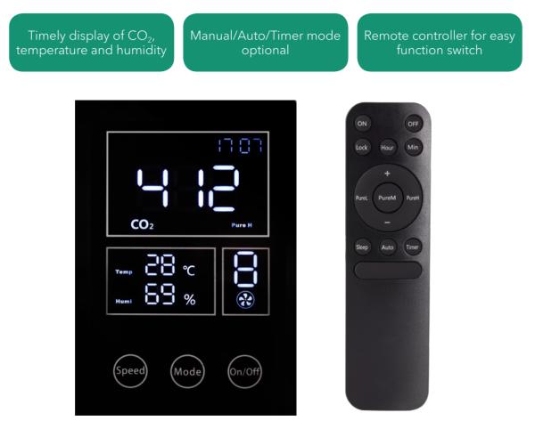 Holtop Wall Mounted Residential ERV HRV for Indoor Outdoor Air Exchange and Filtration with CO2 Sensor