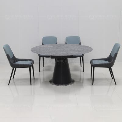 Mesa de jantar de pedra aglomerada da extensão do pé do metal do círculo 100kg mobília preta