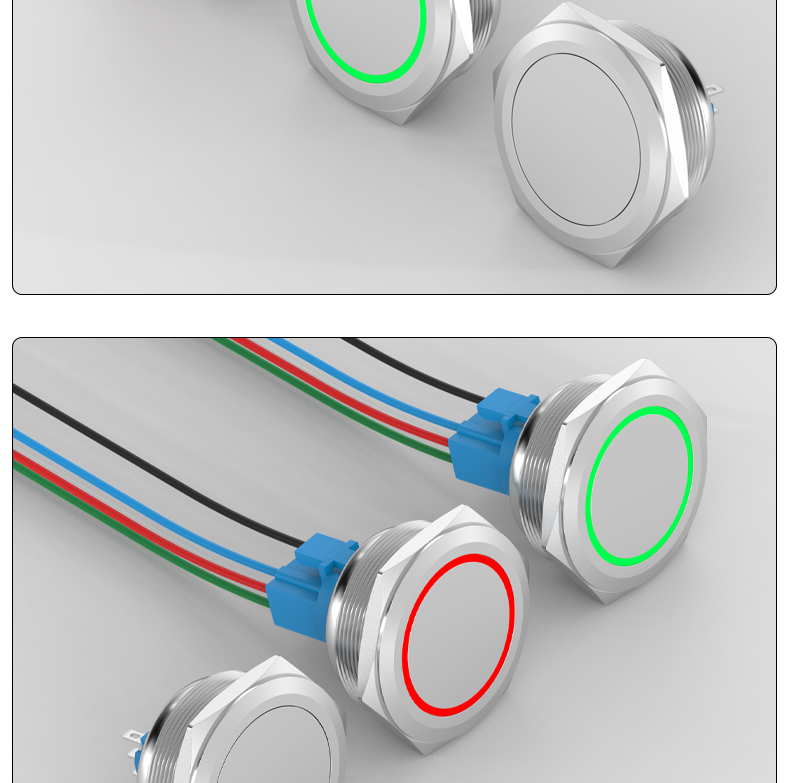 40mm metal button switch with light, large hole, stainless steel power start/stop self-lock reset boot button