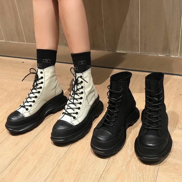 Janbal Size11 Ladies Flat Boots Anti Slippery ODM Flat Chunky Black Boots