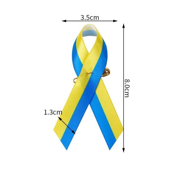 Faixa de conscientização personalizada da MSD Love Peace Ribbon com impressão da bandeira russa e pin de segurança