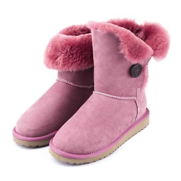 Bottes de neige en peau de mouton rose sur mesure