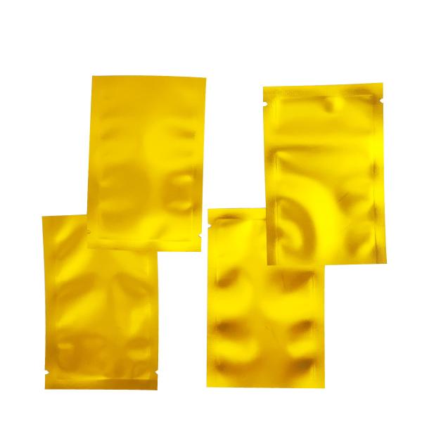Printed Gold Metallic Top Open Flat Mylar Foil Bags for Food, Accessories Storage