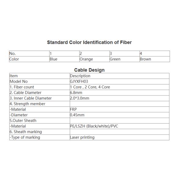 G657A1 Bow Type Drop Fiber Optic Cable 2 Core Indoor FTTH