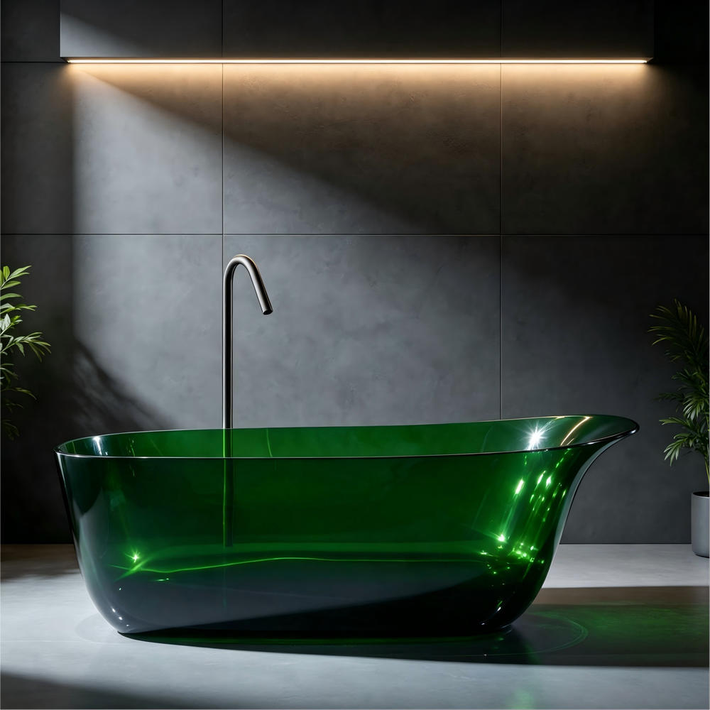 Residential Freestanding Stone Resin Bathtub 63Inch 67 Inch Stainproof