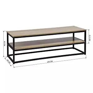 2 Shelves Metal Frame Living Room Furniture 120x40x42cm With Storage