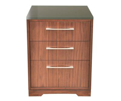 Black stone top walnut finish wooden 3-drawer night stand,bed side table for hotel bedroom furniture