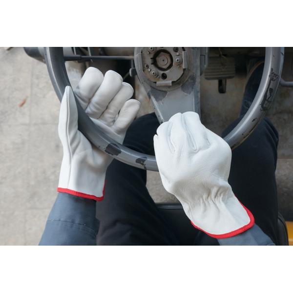 White Piggy Mechanics Industrial Leather Work Gloves