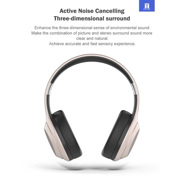 40mm Speaker Active Noise Cancelling Earphones Over Ear Headphones HiFi Deep Bass Soft Protein Ear Cups Foldable