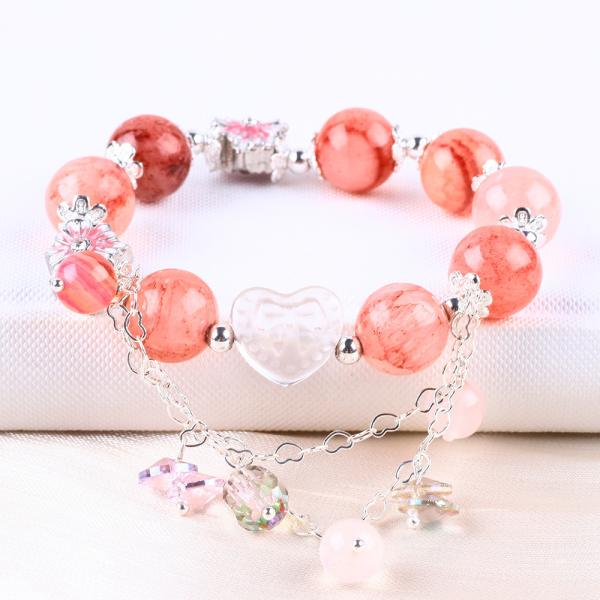 12 mm Afganistán Jade Cuarzo Corazón tallado Cristal Cadena de círculo pulsera de cuentas