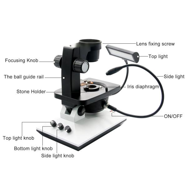 Fable LED Swing Arm 45X Бинокулярный драгоценный микроскоп Классическая база FGM-R6S-161