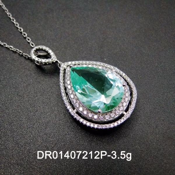 Груша ювелирных изделий женщин режа зеленую шпинель вокруг белые кубические ювелирных изделий Zirconia 925 стерлинговых серебряных точных