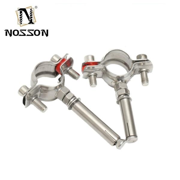 16-300mm Pipes Standard Stainless Steel Pipe Hangers with 2 Screws Ring and Rubber
