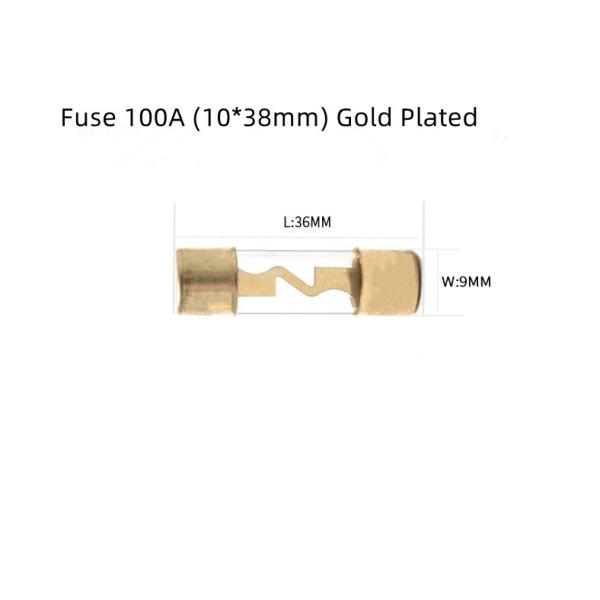 10*38mm Glass Fuse Tube 60A  80A 20A 100A  32V  Gold Plated Glass Fuse