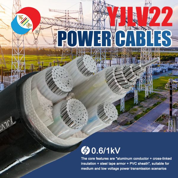 3 Cores 25mm2 Aluminum XLPE Cable YJLV22 LV Power Cable STA Armor