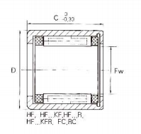 Подшипник ролика иглы пути оценки одного точности P6 с пробитой муфтой ролика иглы чашки наружного кольца вычерченной