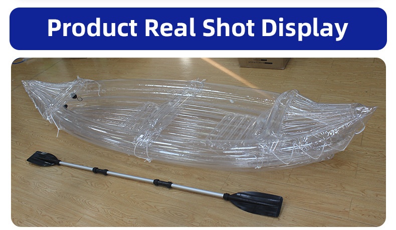 2-Person Inflatable PVC Kayak Folding Fishing Boat Thickened Assault Boat Transparent Outdoor Wading Rubber Boat