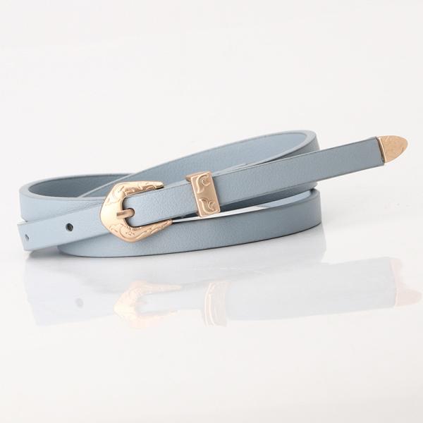 Woman Waist Black Skinny Leather Belt 1.1cm Designer PU Strap