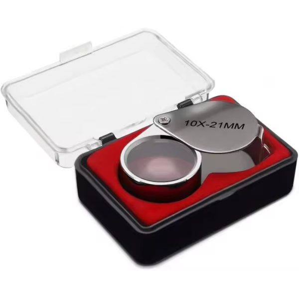 10X Magnification Jewelers' Loupe with Foldable Design and Durable Metal Construction for Jewelry Inspection