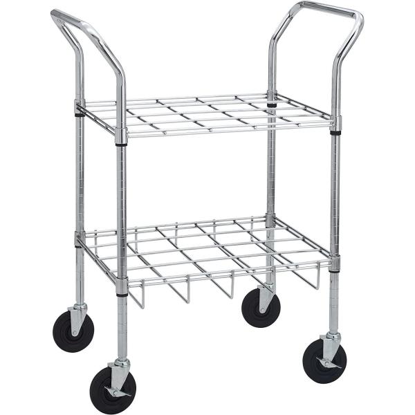 Dual D / E Oxygen Cylinder Cart W / Adjustable Handle & Durable Powder - Coated Finish
