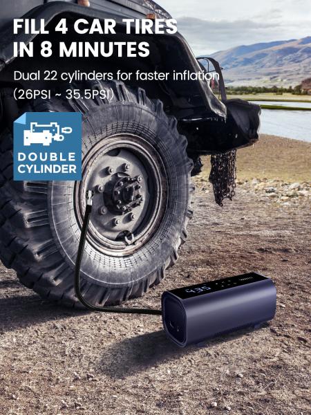 ABS PC Material 12V Dual Tire Inflators Portable Air Compressor for Car Tyre Inflator