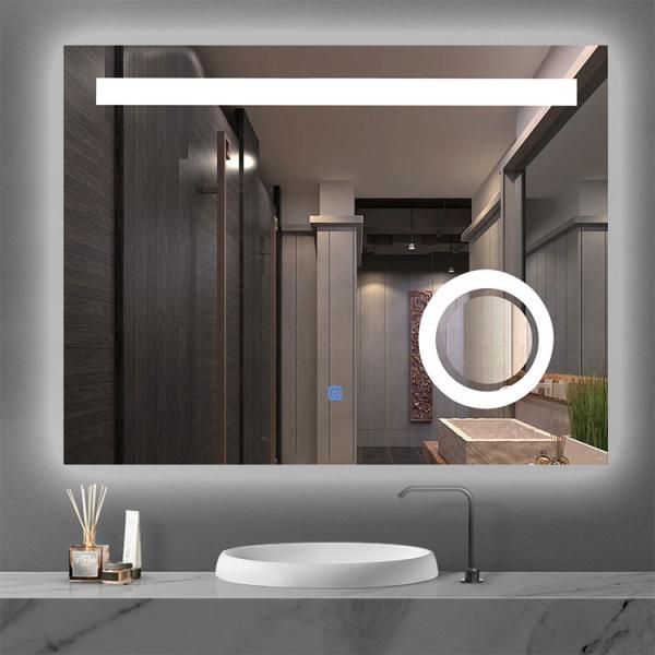 Bathroom Intelligent Touch Wall Mounted Lighted Makeup Mirror 4mm Aluminum
