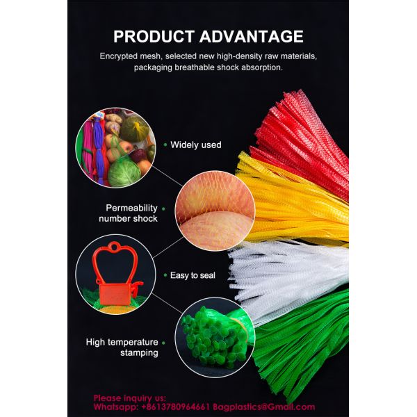 Vegetable net bag fruit vegetable storage bag Best Selling Vegetable And Fruit Packaging Mesh Bags Fruit Nut Packaging Plastic Netting Ginger Plastic Mesh Bags
