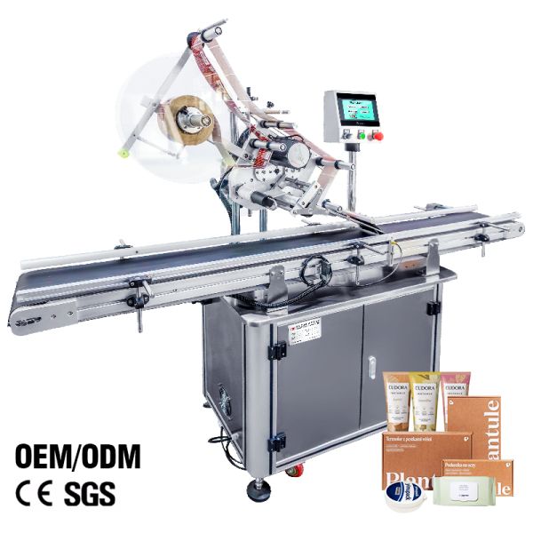 PLC HMI Control Flat Bag Labeling Machine Applicator For Food Container bag
