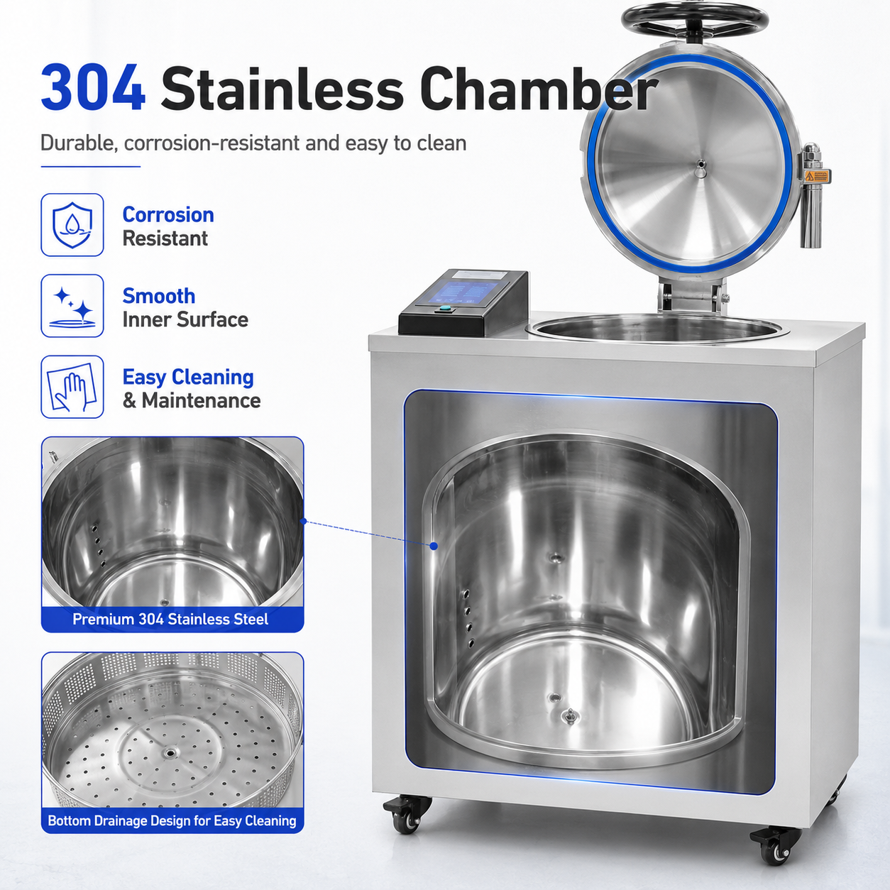Cenlee Quality Control Lab Use 35/50/75/100L Stainless Steel High Temperature Triple-pulse Vacuum Vertical Steam Sterilizer