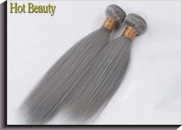 Silver Grey 100% Virgin Human Hair Extensions Double Machine Weft No Tangling