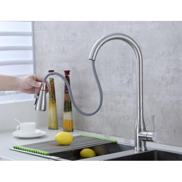360 Swivel Deck Mounted Silver Kitchen Faucets Tap Hot Cold Mixer Single Handle