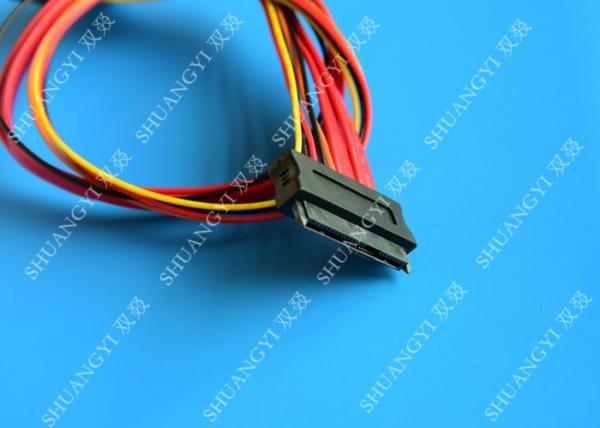 Red SATA Data Cable Slimline SATA To SATA Female / Male Adapter With Power