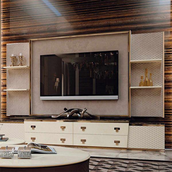 2.4m Leatherette Entryway Table With Cabinets Italian TV Accent Console