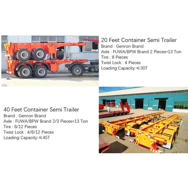 Механический трейлер контейнера перехода 20ft 40ft подвеса 12m