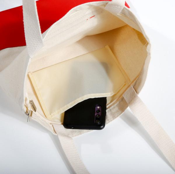 Fashion Leather Canvas Bag Zipper Bag For Shopping