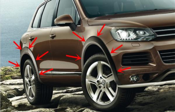 Plastico preto PP Volkswagen Touareg 2011 Flares de arco de roda Durável