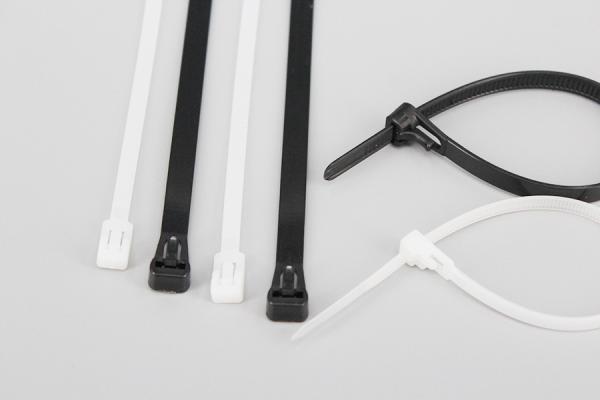DM-8*250RT mm black and white full plastic releasable cable ties size wire bundle zip ties factory